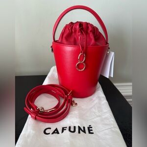 Cafune Mini Basket Bucket Crossbody in Red Leather NWT $407 Retail